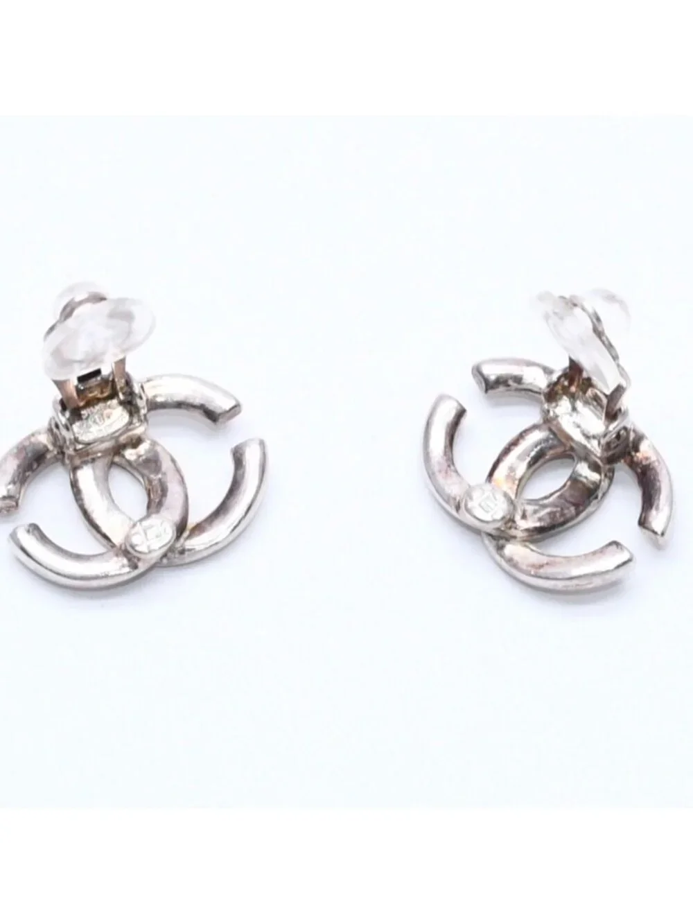Chanel Earrings CC Logo 01 Silver Metal